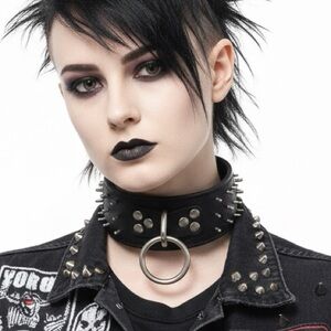 Women Cowhide Leather Harness Necklace Sexy BDSM Choker Bondage Collar Punk